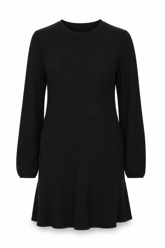 Stradivarius Womens Black Polyester Jumper Dress Size L Round Neck Pullover