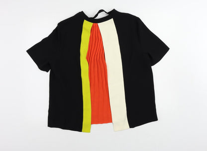 Back view of Autograph women’s black polyester basic blouse, size UK 14, round neck