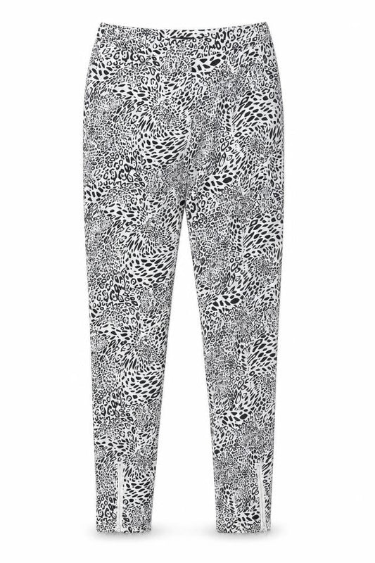 PRETTYLITTLETHING Womens Black Animal Print Polyester Trousers Size 8 L32 in Regular Zip - Ankle Zip