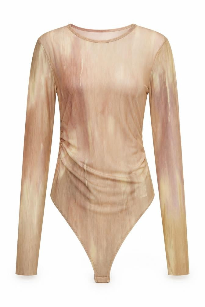 Zara Womens Beige Polyester Bodysuit One-Piece Size S Snap - Sheer