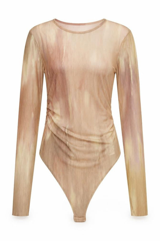 Zara Womens Beige Polyester Bodysuit One-Piece Size S Snap - Sheer