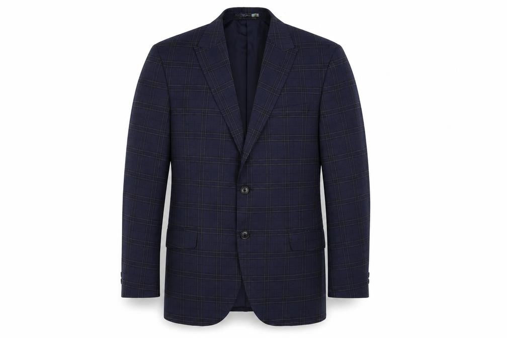 Marks & Spencer Mens Blue Plaid Polyester Jacket Suit Jacket Size 40 Regular