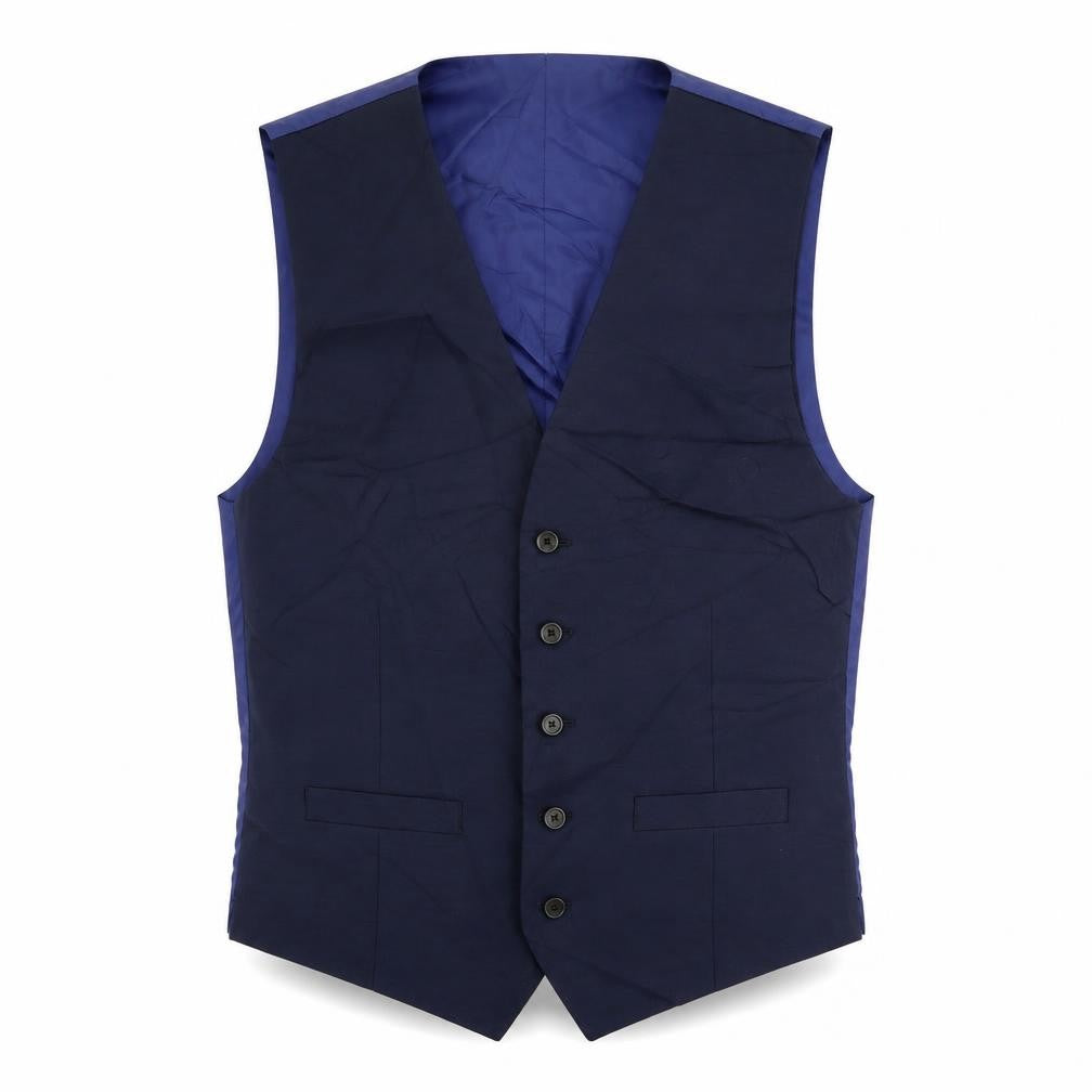Marks & Spencer Mens Blue Polyester Jacket Suit Waistcoat Size 38 Regular