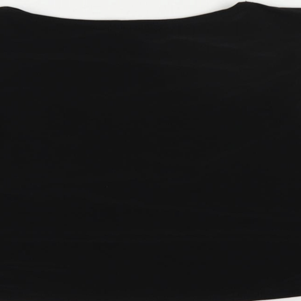 PRETTYLITTLETHING Womens Black Polyester Cropped Tank Size 14 Round Neck - Cut Out