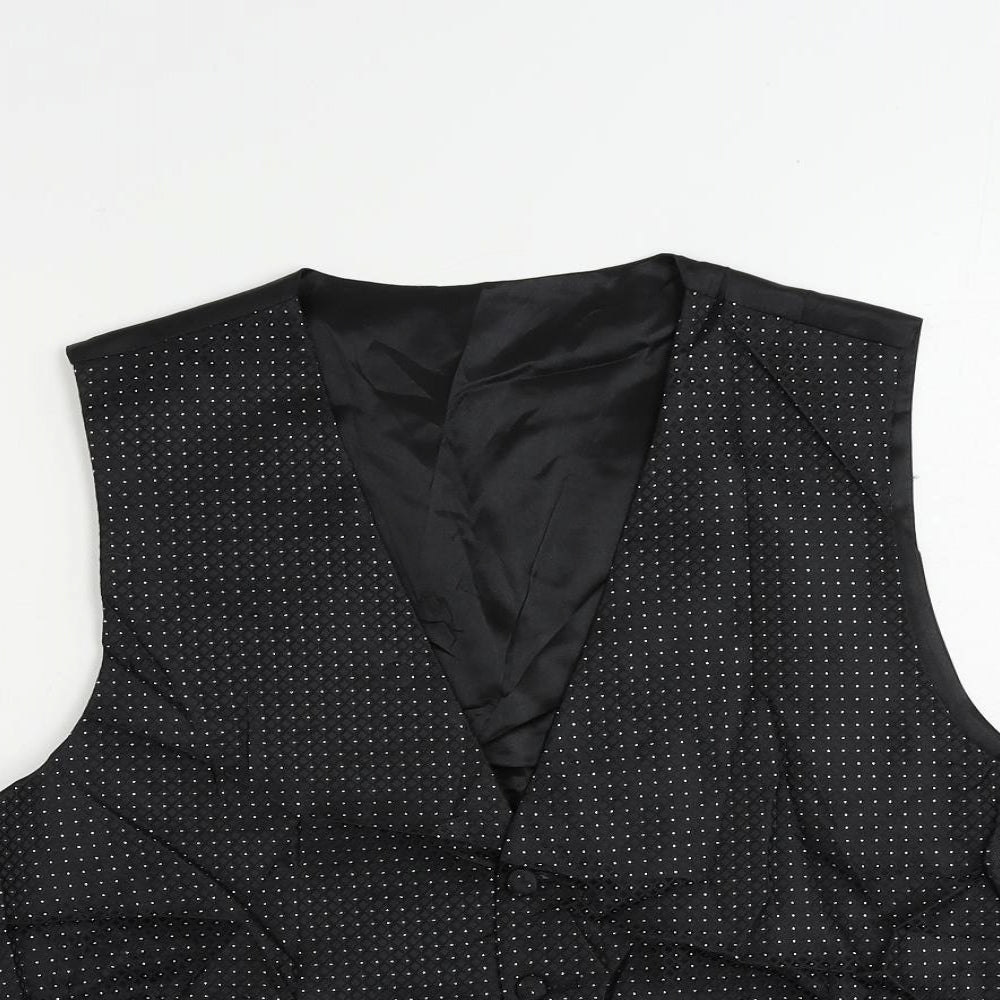 Marks and Spencer Mens Black Polka Dot Polyester Jacket Suit Trousers Size 42 Regular