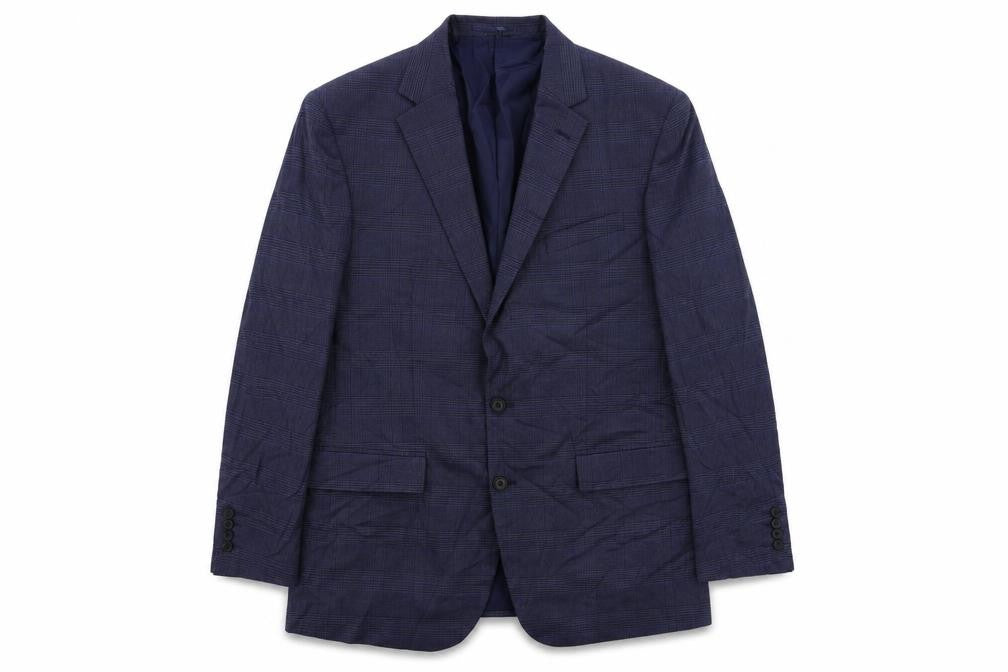 Marks & Spencer Mens Blue Plaid Viscose Jacket Suit Jacket Size 44 Regular
