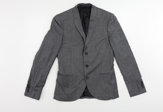 Topman Mens Grey Wool Jacket Suit Jacket Size 36 Regular