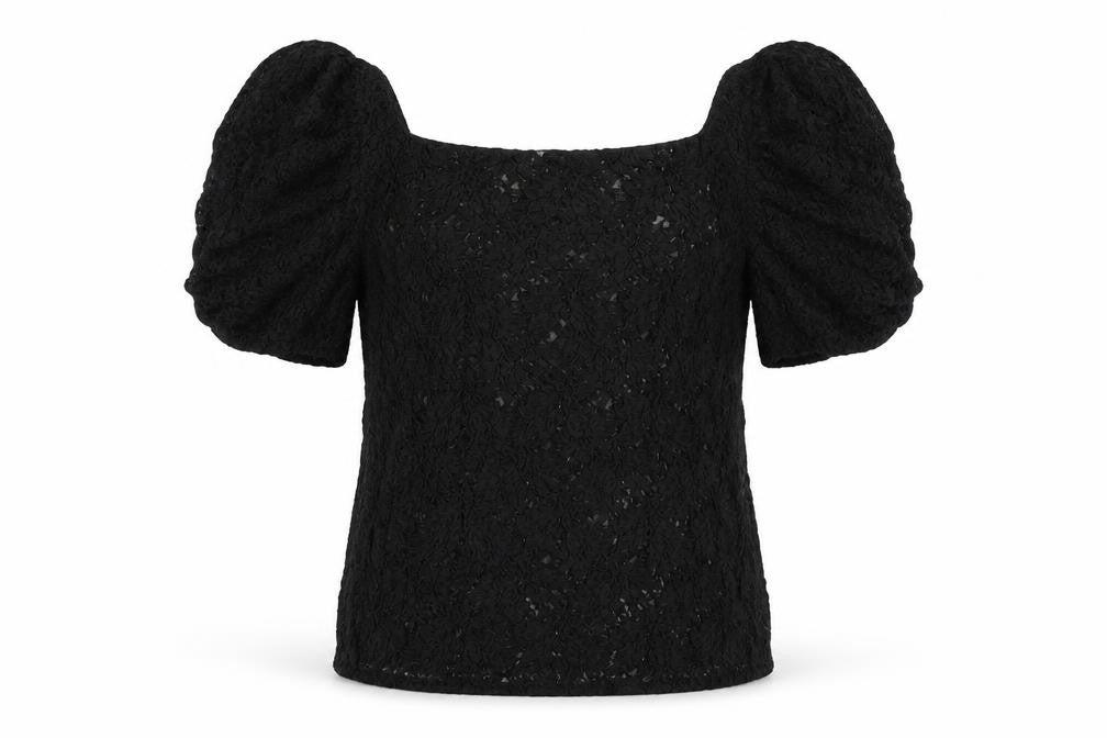 River Island Womens Black Polyester Basic Blouse Size L Boat Neck - Sheer