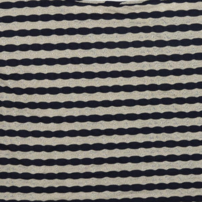 Oasis Womens Blue Striped Polyester Basic T-Shirt Size S Boat Neck