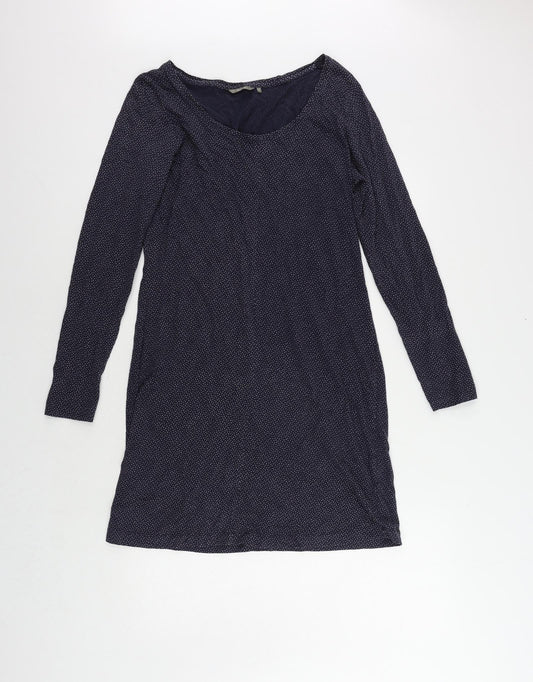Sandwich Womens Blue Polka Dot Cotton T-Shirt Dress Size L Boat Neck Pullover