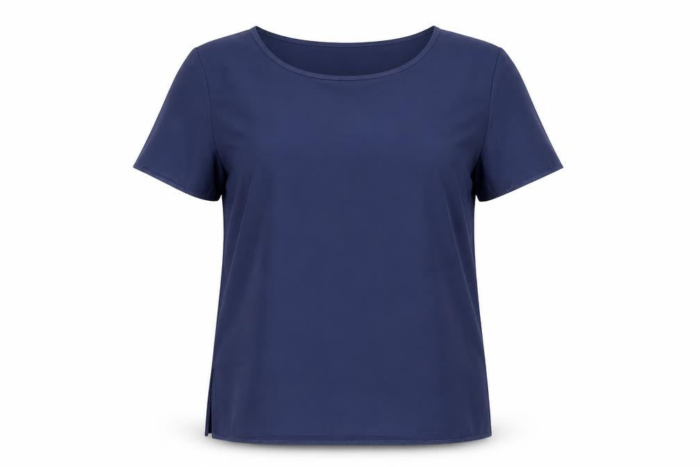 Password Womens Blue Polyester Basic Blouse Size 14 Round Neck