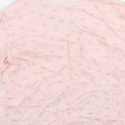 Bonmarché Womens Pink Floral Modal Basic Blouse Size 10 V-Neck