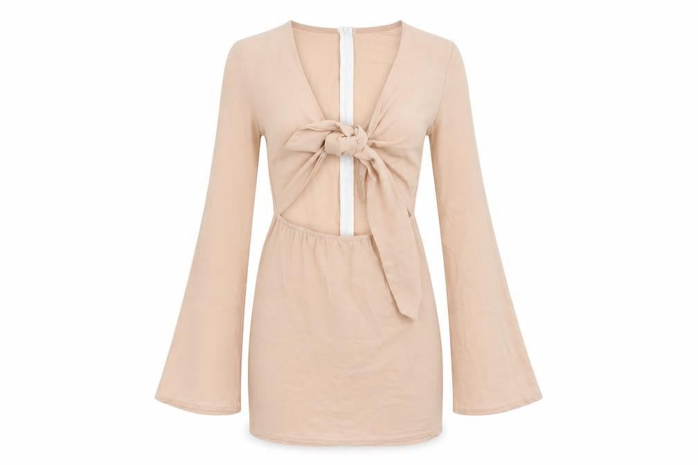 Edge Street Womens Pink Polyester Mini Size 8 V-Neck Zip - Cut Out