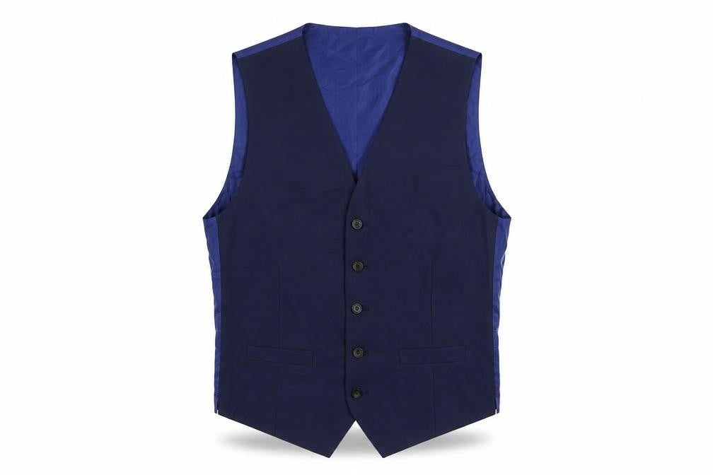 Marks & Spencer Mens Blue Polyester Jacket Suit Waistcoat Size 38 Regular