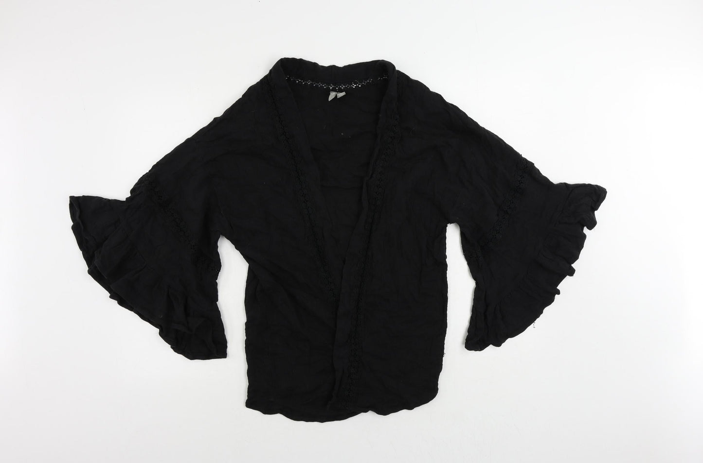 ASOS Womens Black Cotton Kimono Blouse Size 8 V-Neck - Open