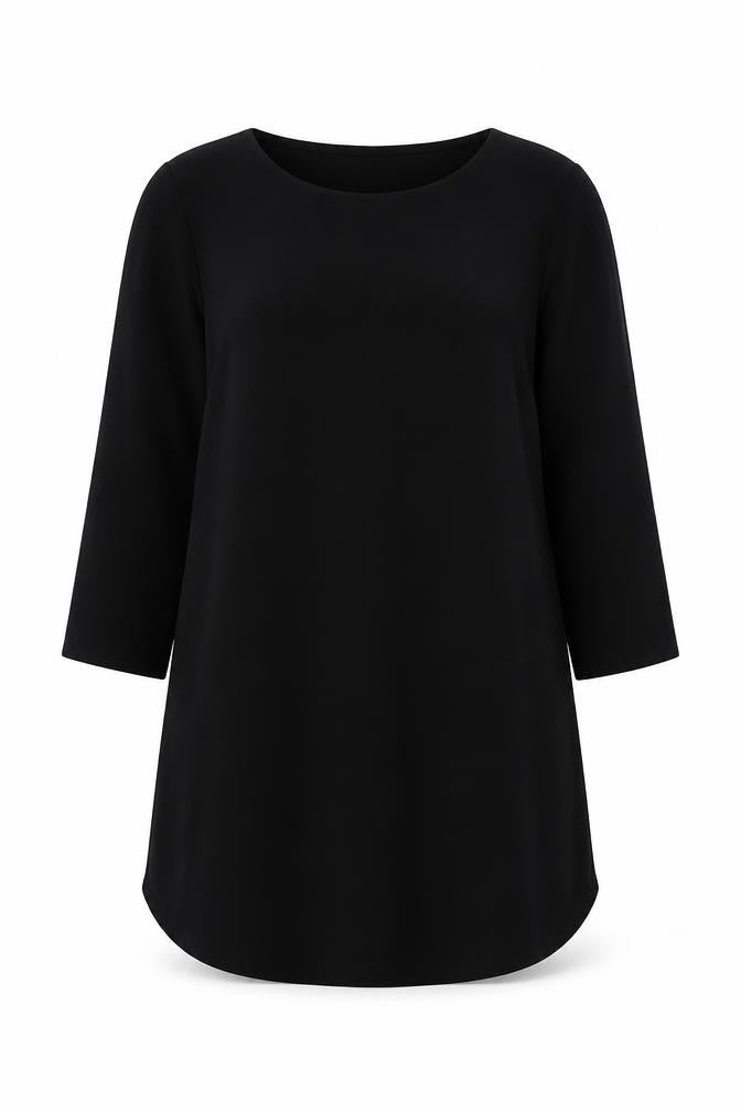 H&M Womens Black Polyester Tunic Blouse Size M Round Neck