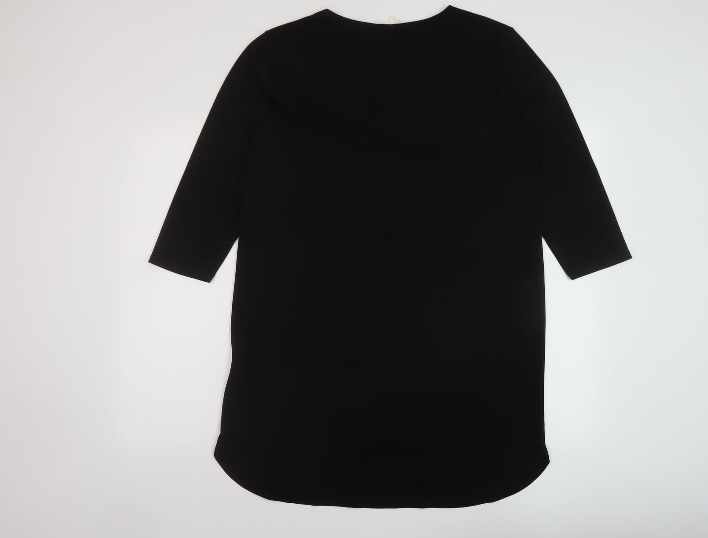H&M Womens Black Polyester Tunic Blouse Size M Round Neck
