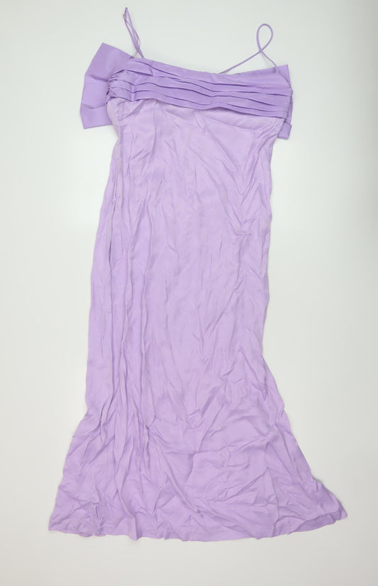 Zara Womens Purple Polyester Maxi Size L Square Neck Zip