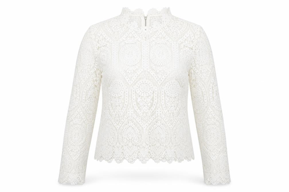 Lipsy Womens Ivory Polyamide Basic Blouse Size 8 Mock Neck