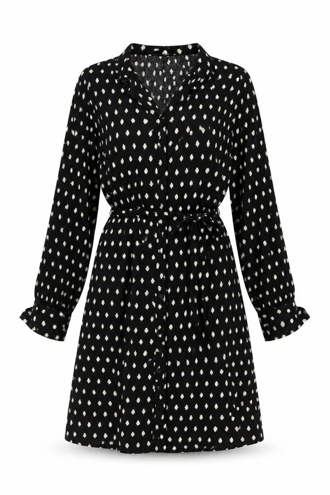 Mango Womens Black Geometric Viscose A-Line Size XS V-Neck Button