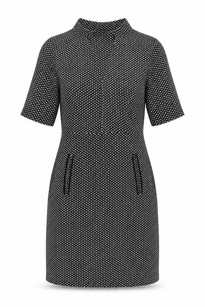 Next Womens Black Geometric Polyester Sheath Size 6 V-Neck Pullover