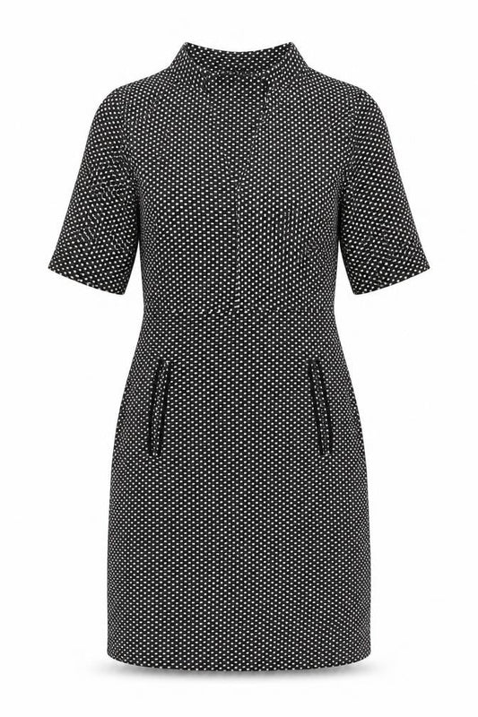 Next Womens Black Geometric Polyester Sheath Size 6 V-Neck Pullover