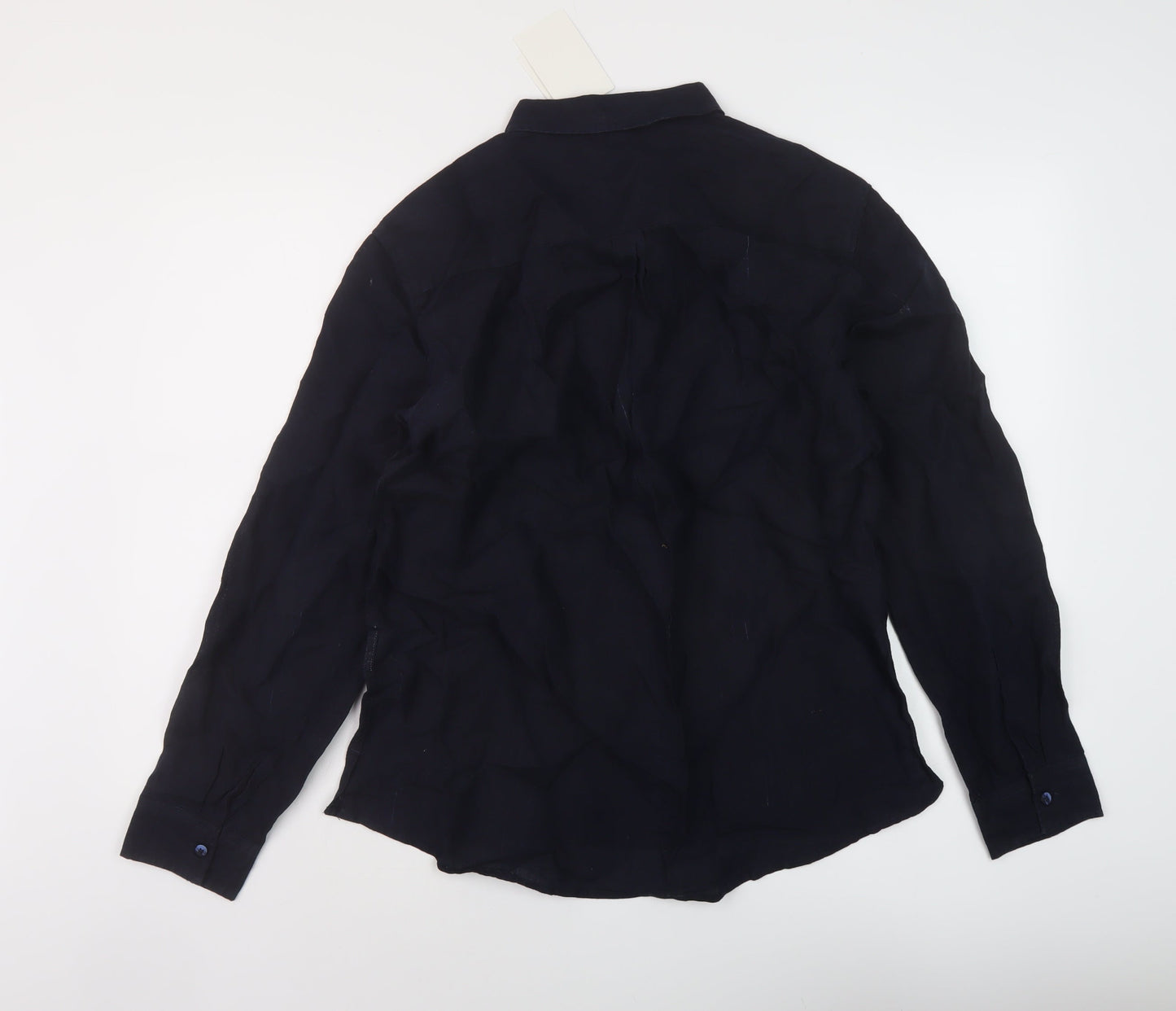 Bayrue Womens Blue Polyester Basic Blouse Size 2XL Collared