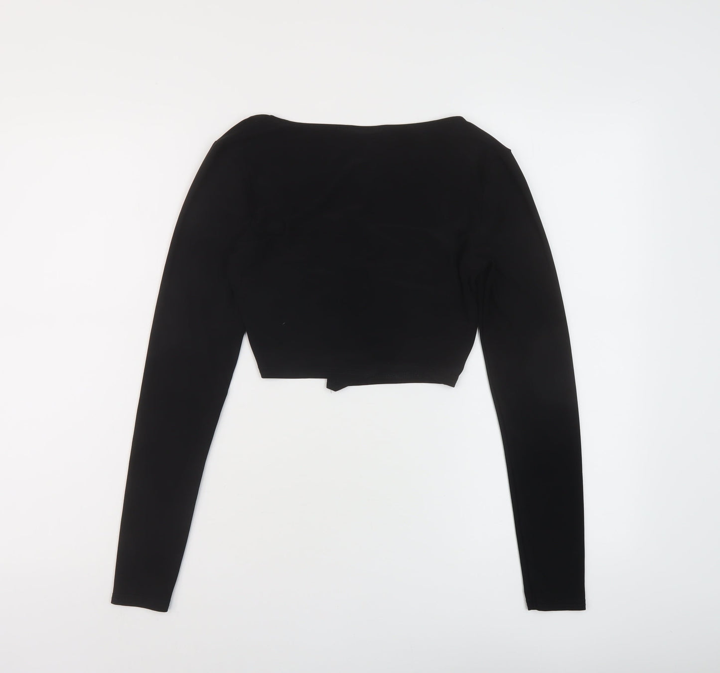 ASOS Womens Black Polyester Cropped Blouse Size 8 Scoop Neck