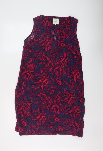 Next Womens Pink Geometric Linen Trapeze & Swing Size 12 V-Neck Pullover