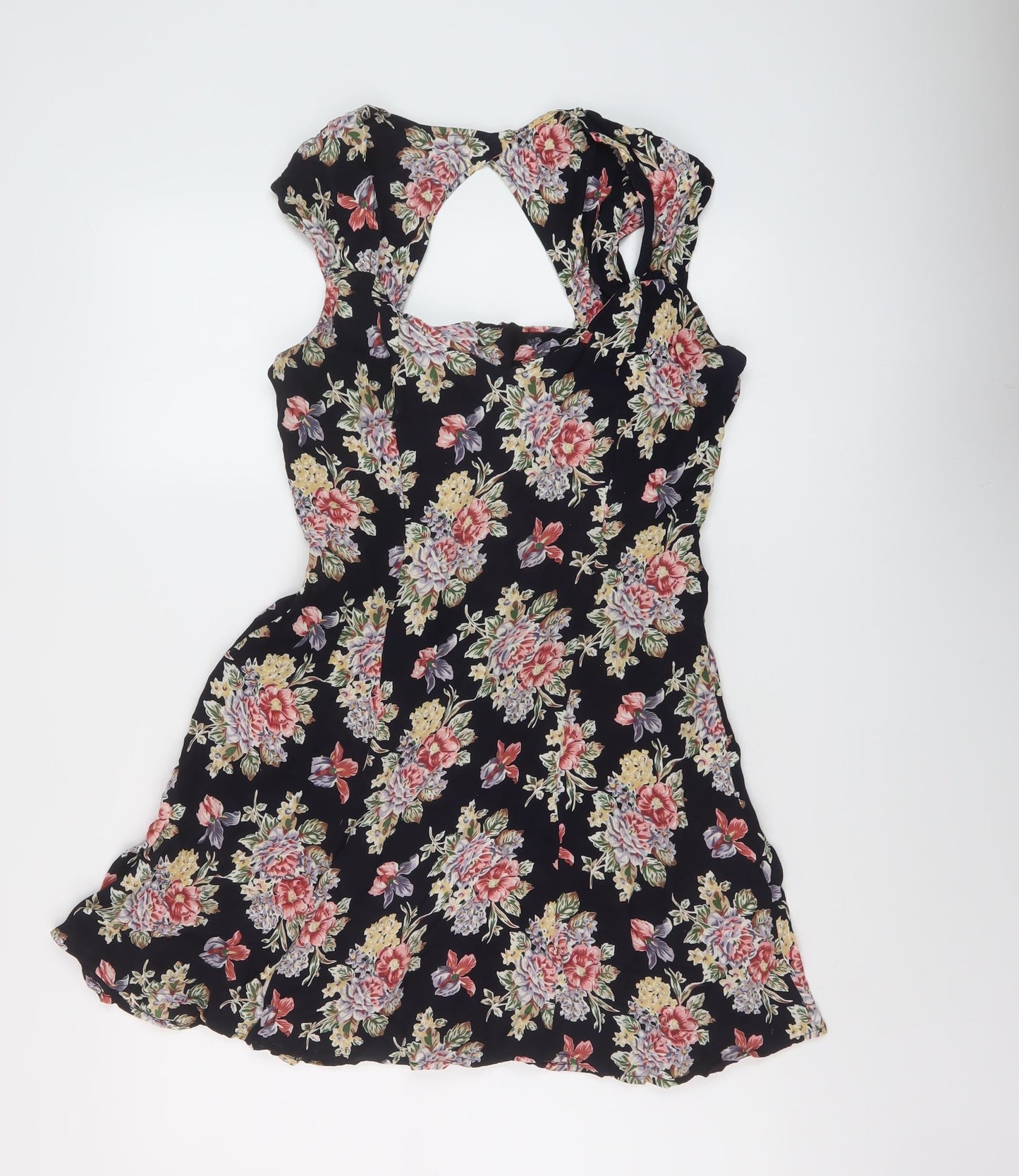 ASOS Womens Multicoloured Floral Modal A-Line Size 12 V-Neck Zip
