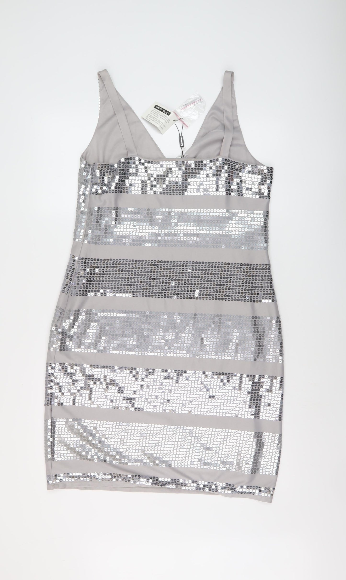 Kaleidoscope Womens Grey Polyester Bodycon Size 16 V-Neck Pullover