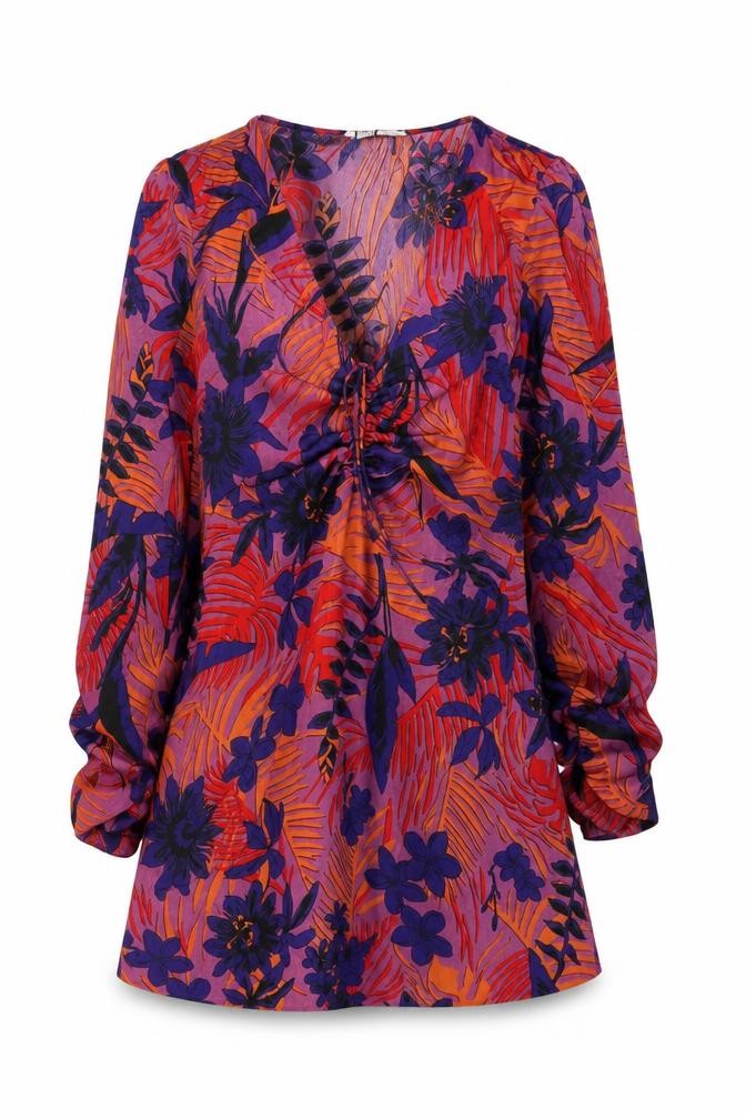 Zara Womens Multicoloured Floral Polyester Mini Size S V-Neck Zip