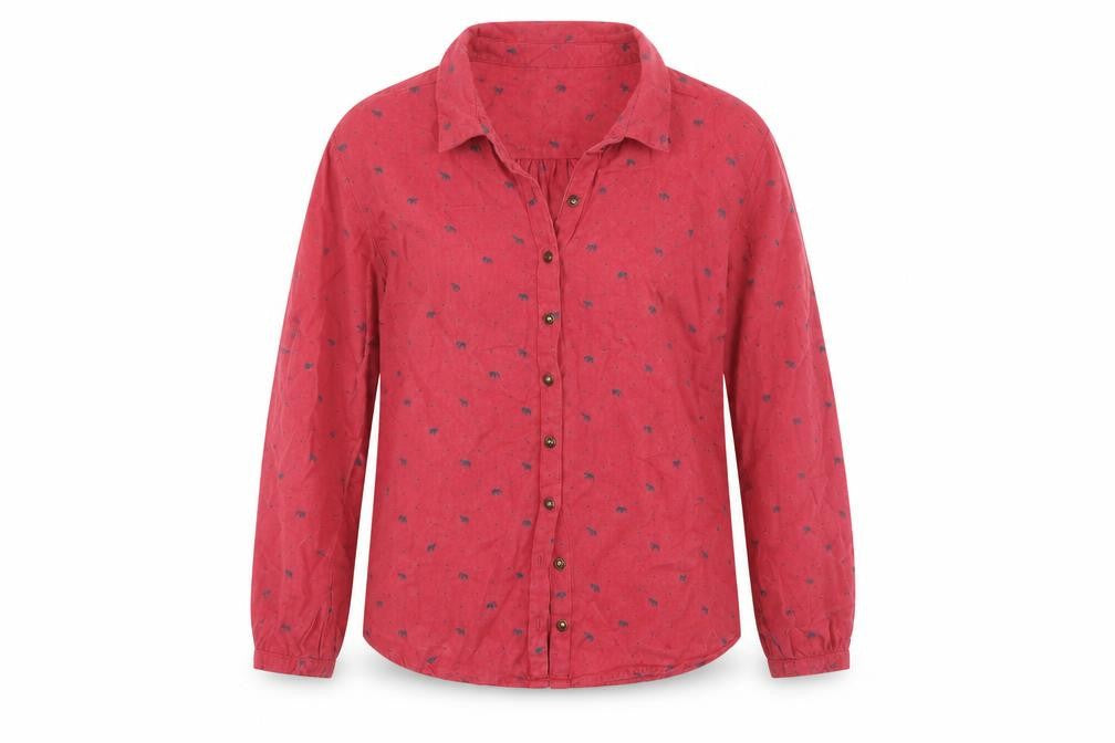 Nomads Womens Pink Geometric Viscose Basic Blouse Size 10 Collared