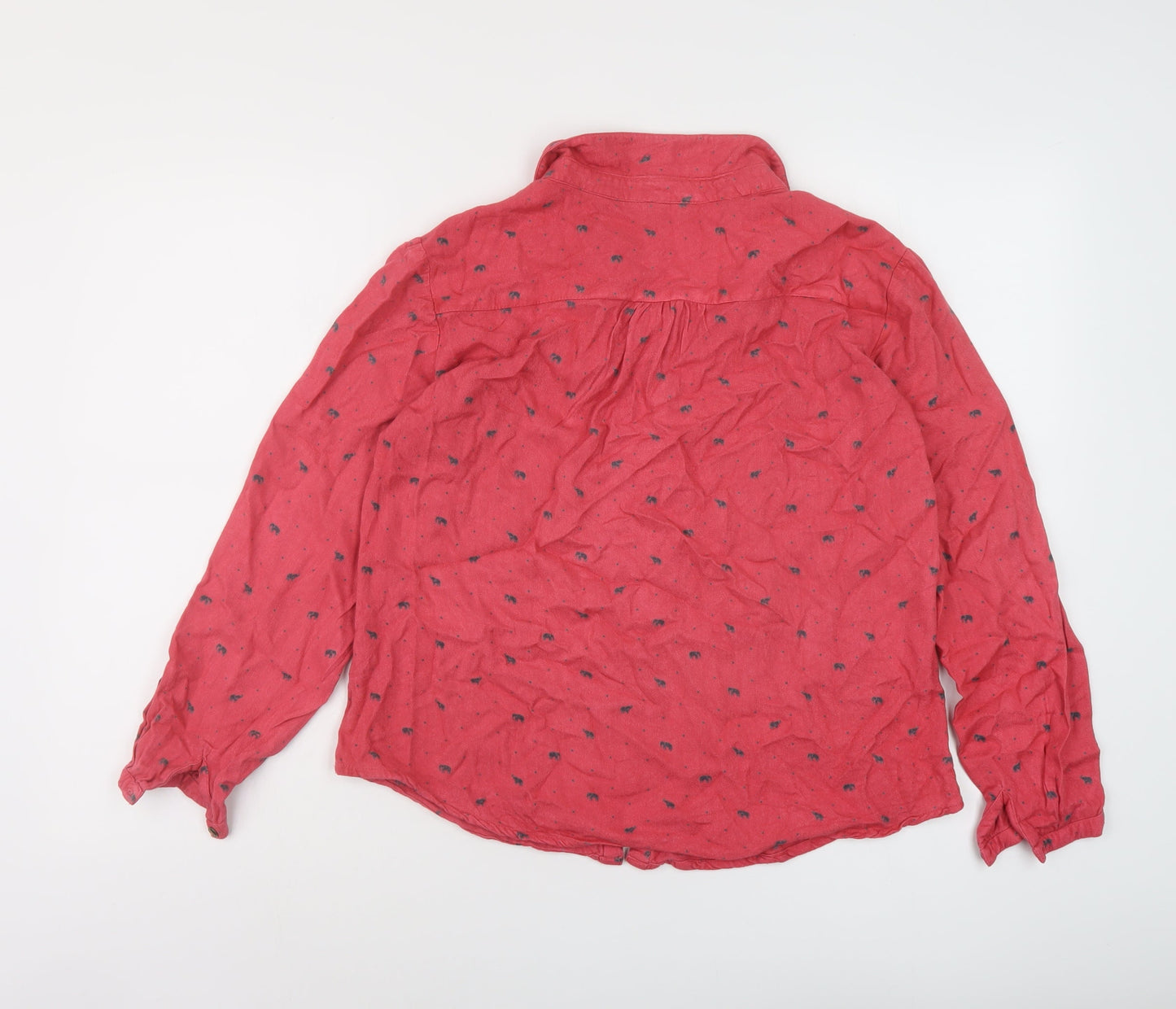 Nomads Womens Pink Geometric Viscose Basic Blouse Size 10 Collared