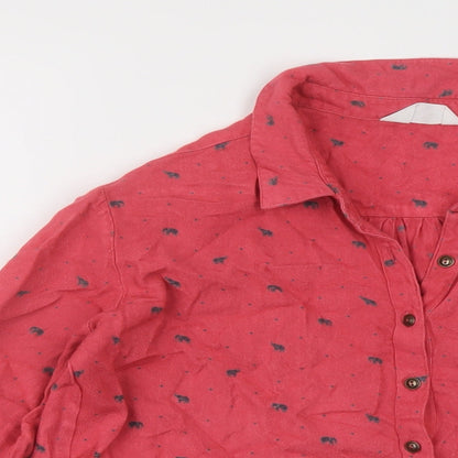 Nomads Womens Pink Geometric Viscose Basic Blouse Size 10 Collared