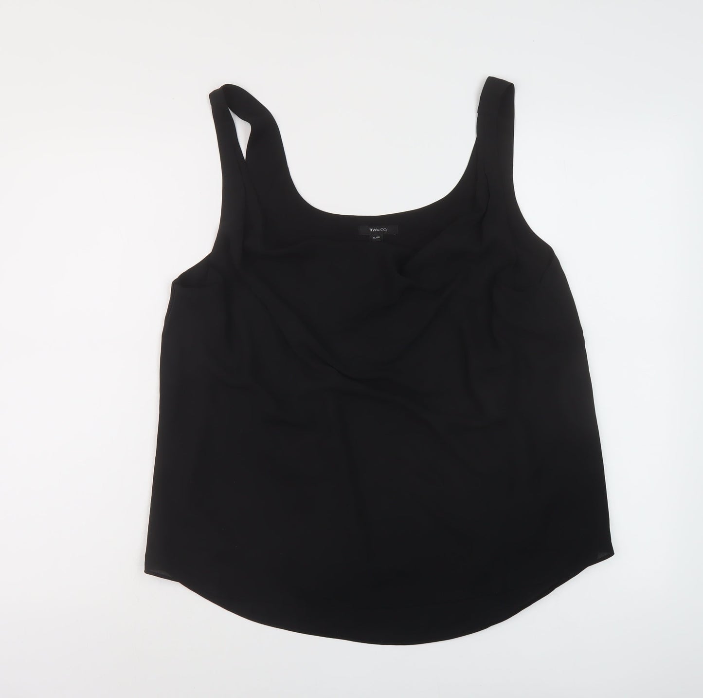 RW&CO. Womens Black Polyester Basic T-Shirt Size XL Cowl Neck