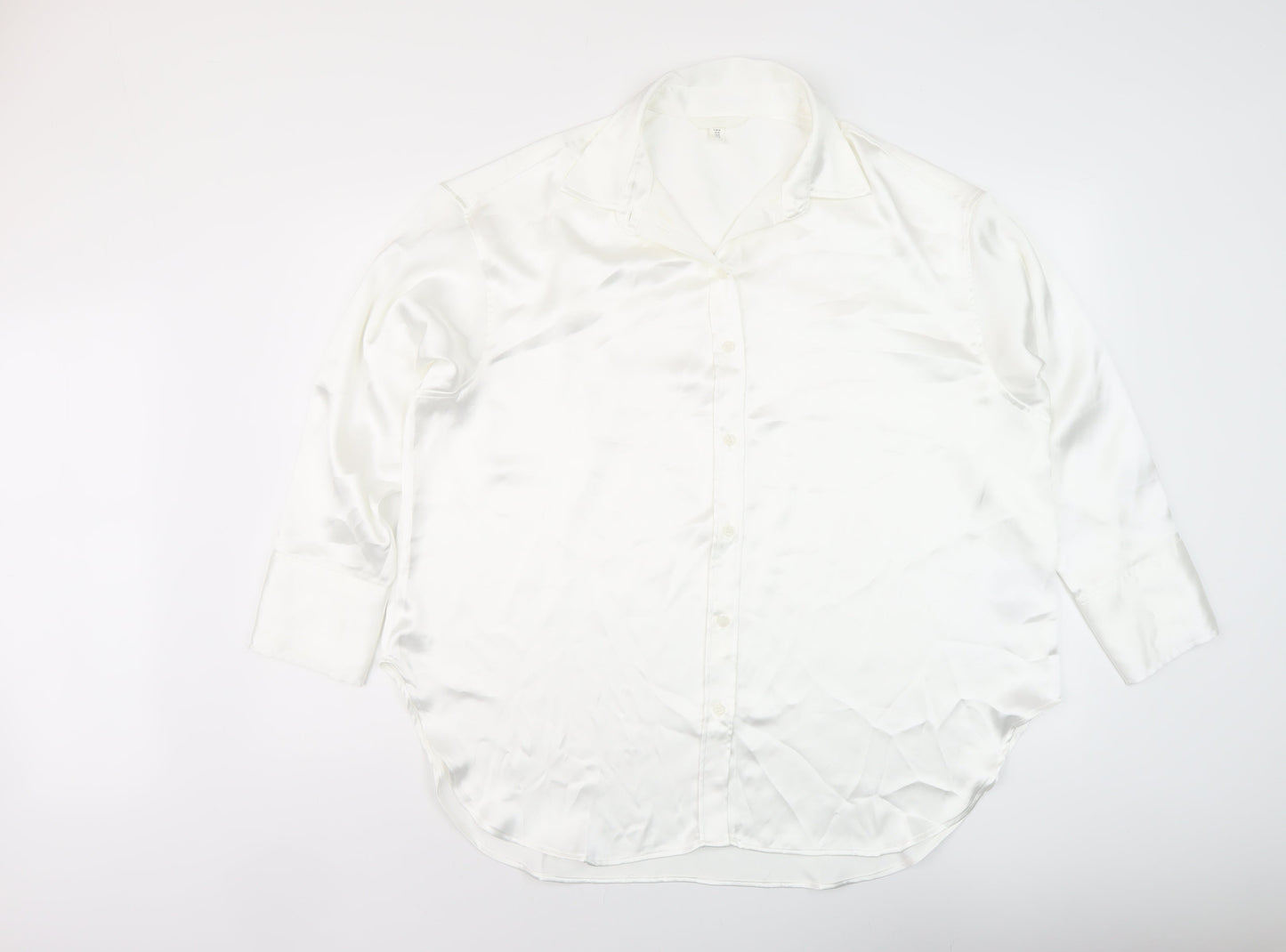 H&M Womens White Polyester Basic Blouse Size M Collared