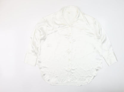 H&M Womens White Polyester Basic Blouse Size M Collared