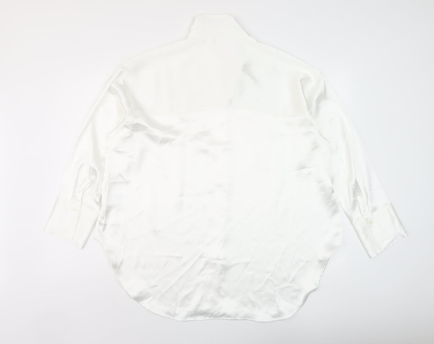 H&M Womens White Polyester Basic Blouse Size M Collared