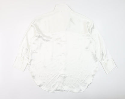 H&M Womens White Polyester Basic Blouse Size M Collared