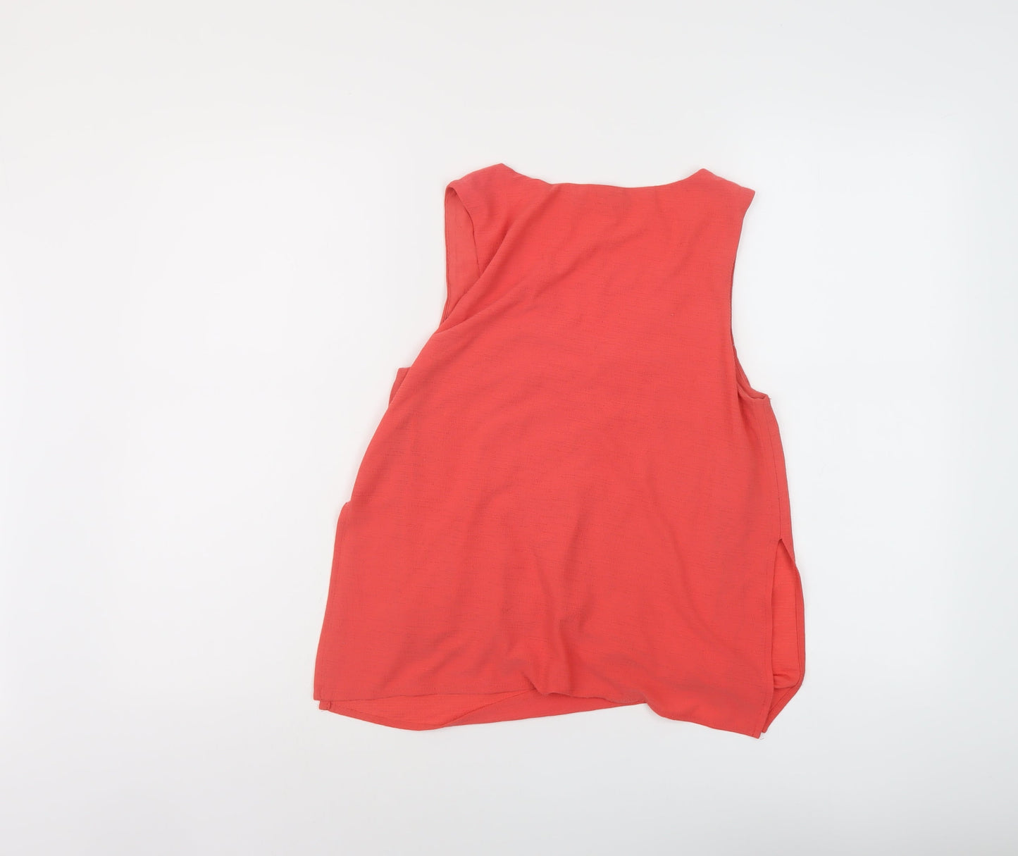 Mango Womens Orange Polyester Basic Tank Size S V-Neck