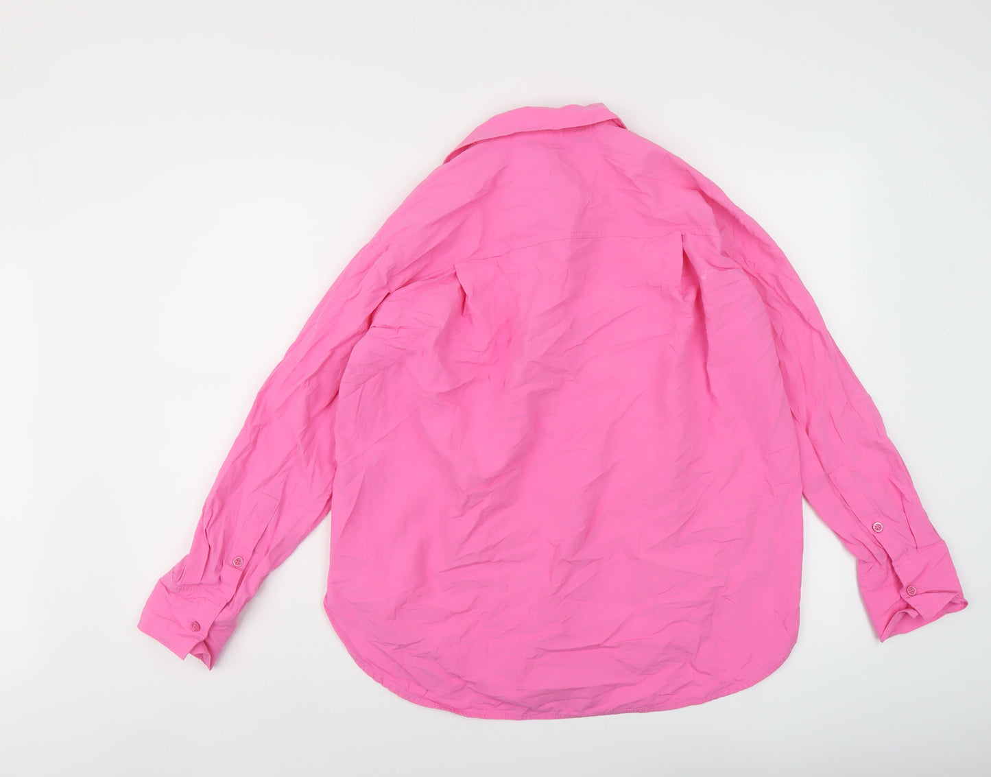 Zara Womens Pink Cotton Basic Blouse Size XS Collared