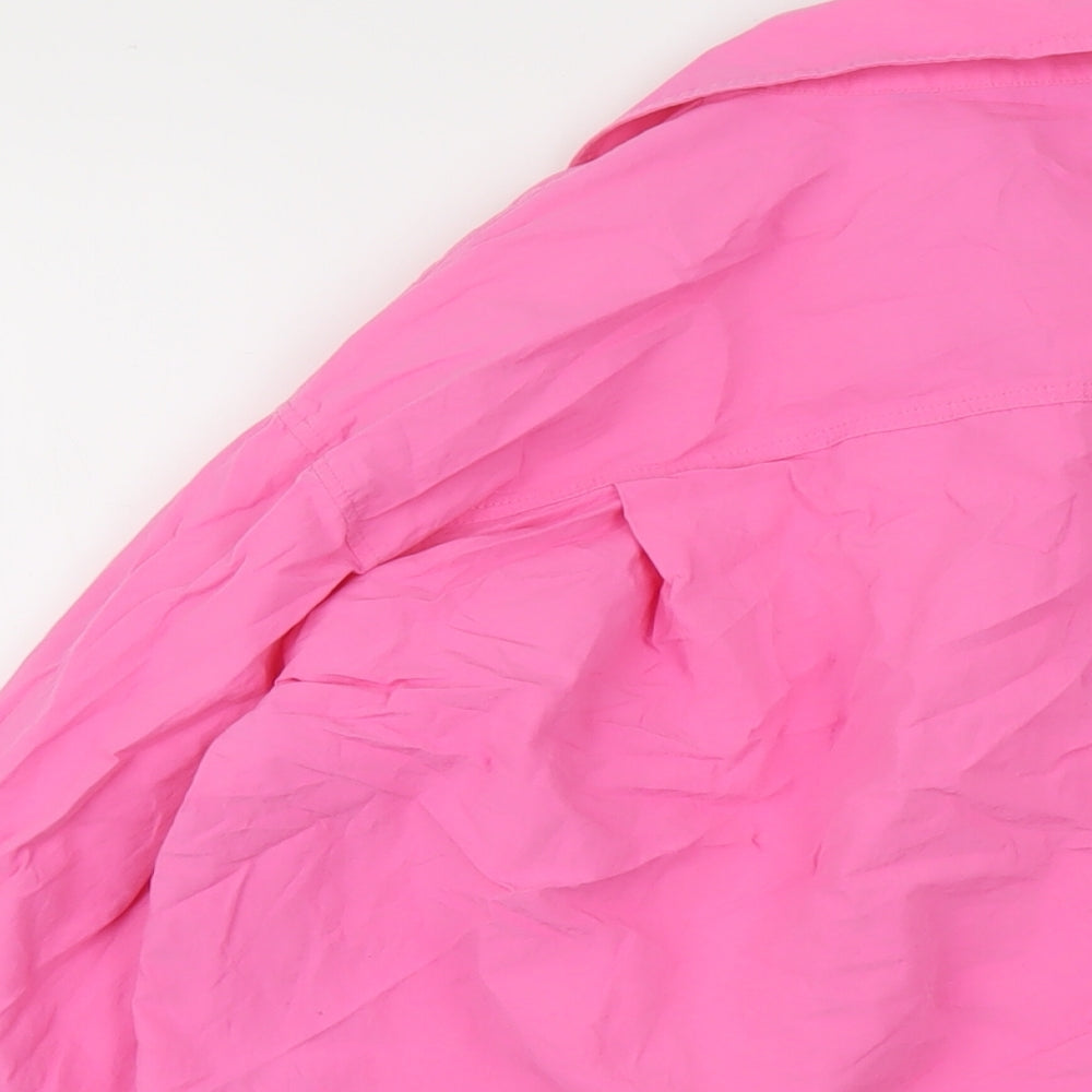 Zara Womens Pink Cotton Basic Blouse Size XS Collared