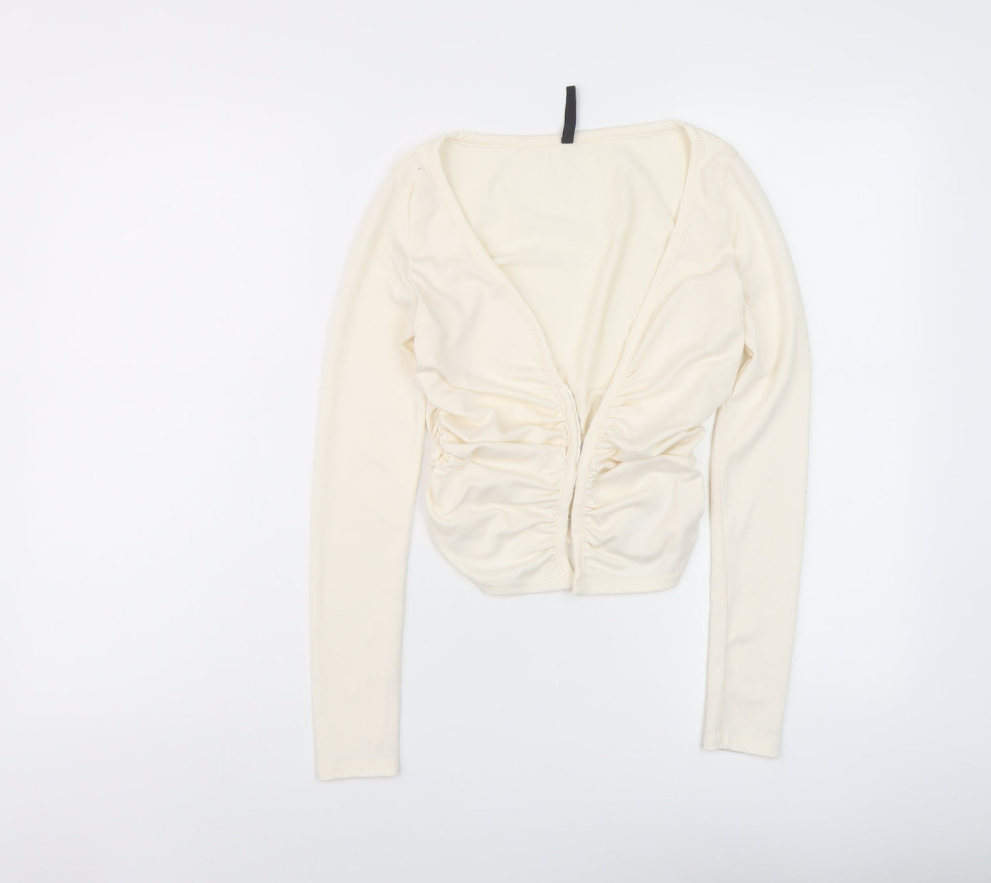 AsYou Womens Ivory Polyester Basic Blouse Size 8 V-Neck