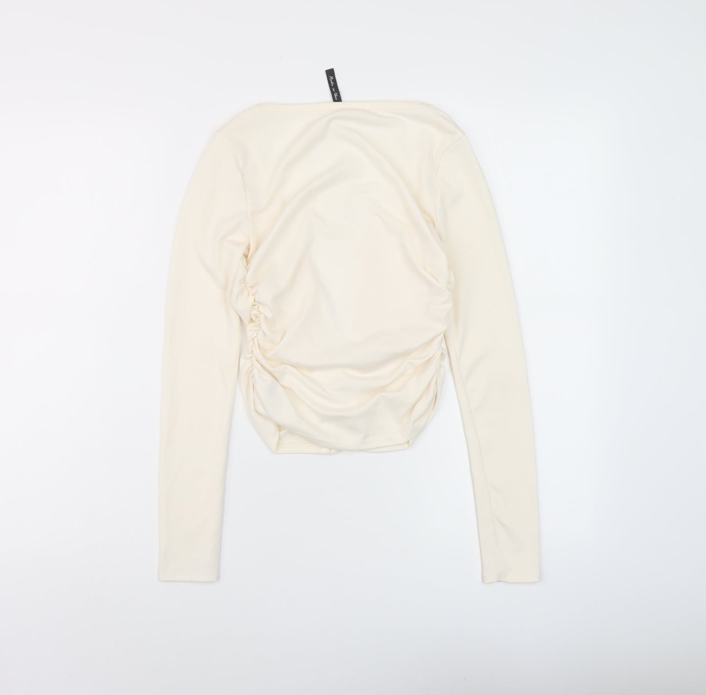 AsYou Womens Ivory Polyester Basic Blouse Size 8 V-Neck