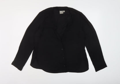 Additional front view of ASOS women’s black polyester basic blouse, size UK 12, v-neck
