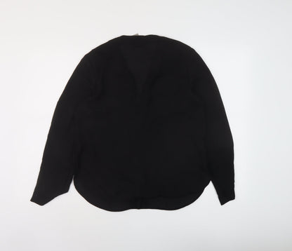 Back view of ASOS women’s black polyester basic blouse, size UK 12, v-neck