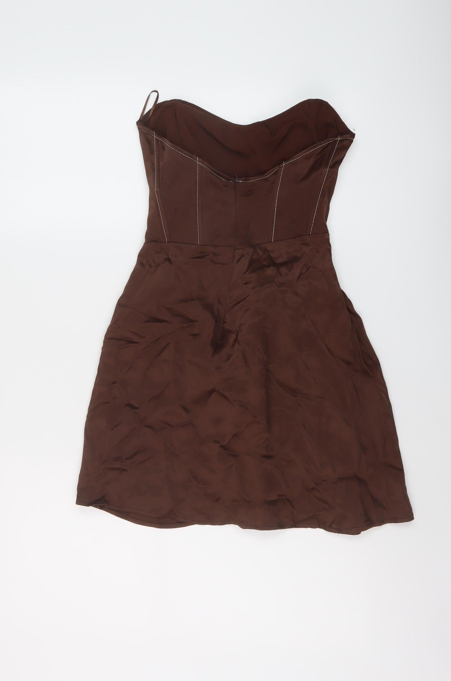 Zara Womens Brown Polyester Mini Size S Sweetheart Zip