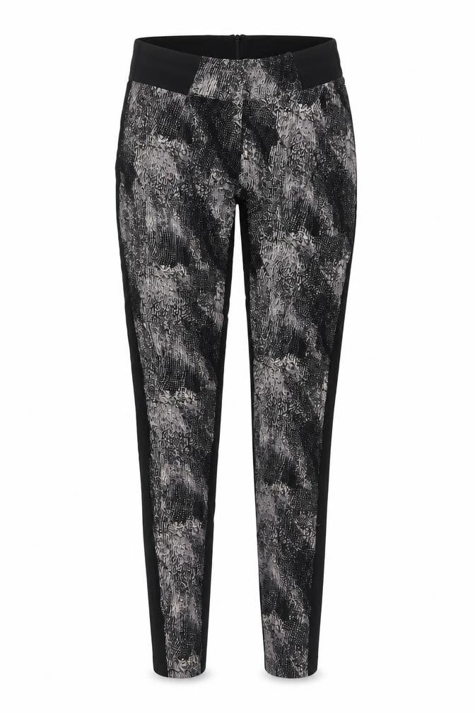 Mama-licious Womens Black Geometric Viscose Trousers Size S L27 in Regular Zip