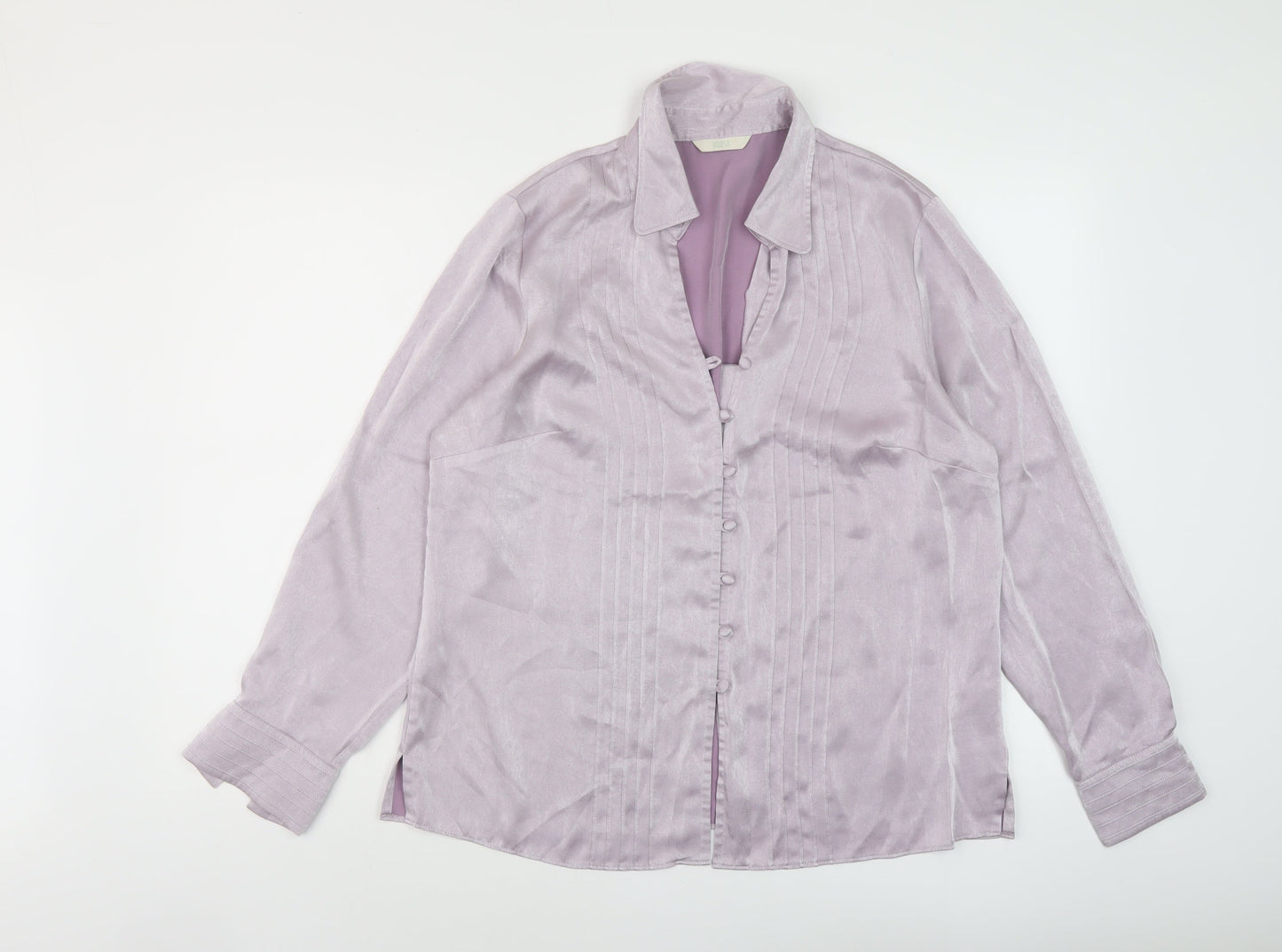 Marks and Spencer Womens Purple Polyester Basic Blouse Size 16 V-Neck